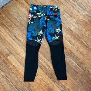 Nike Black and Blue Tropical Leggings